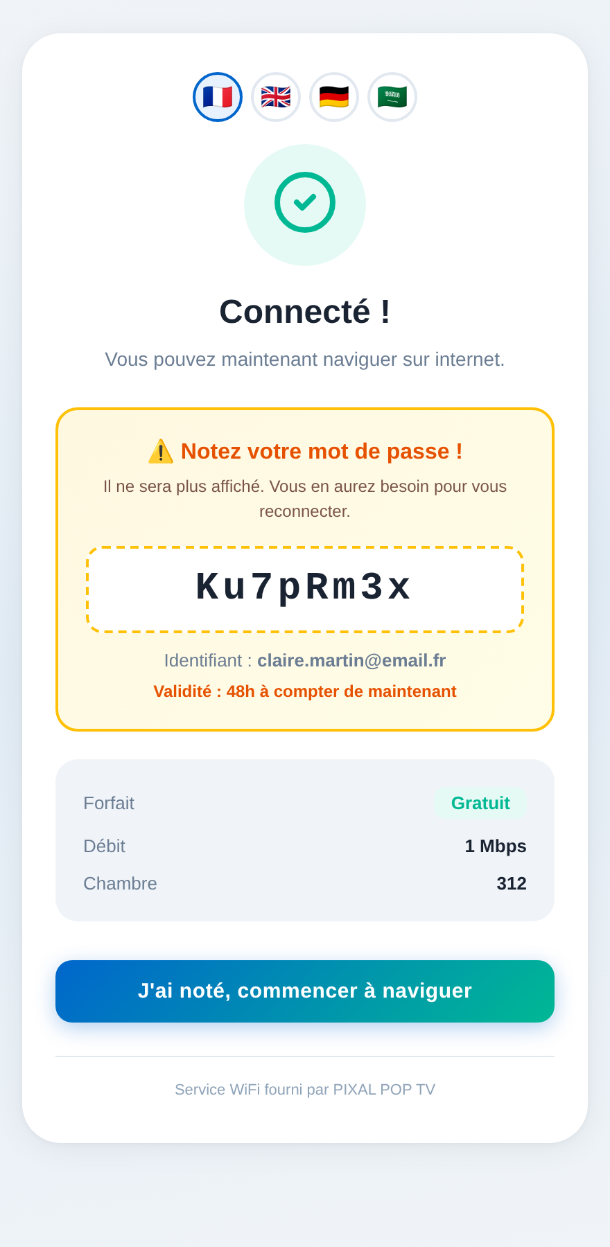Génération du mot de passe