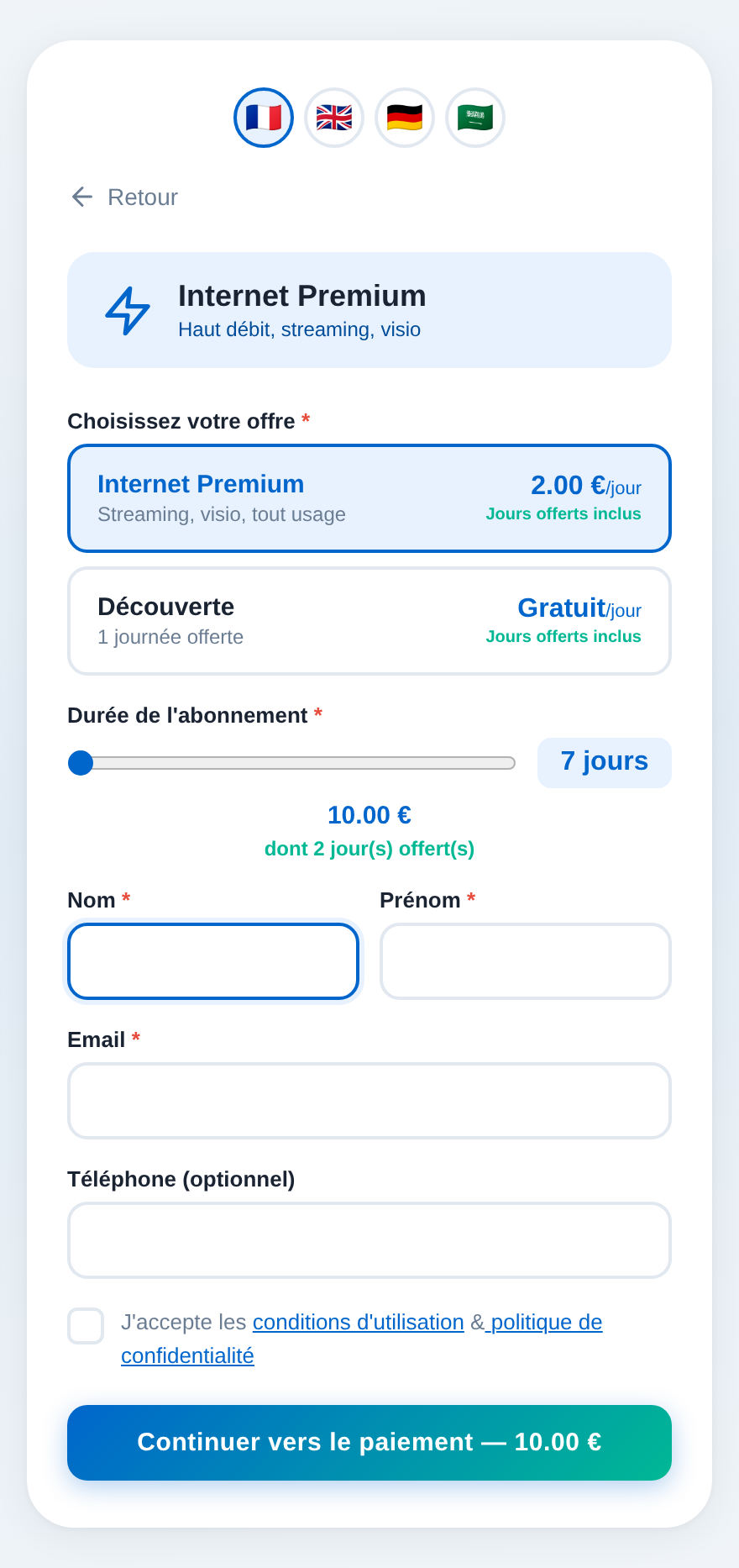 Abonnement haut débit