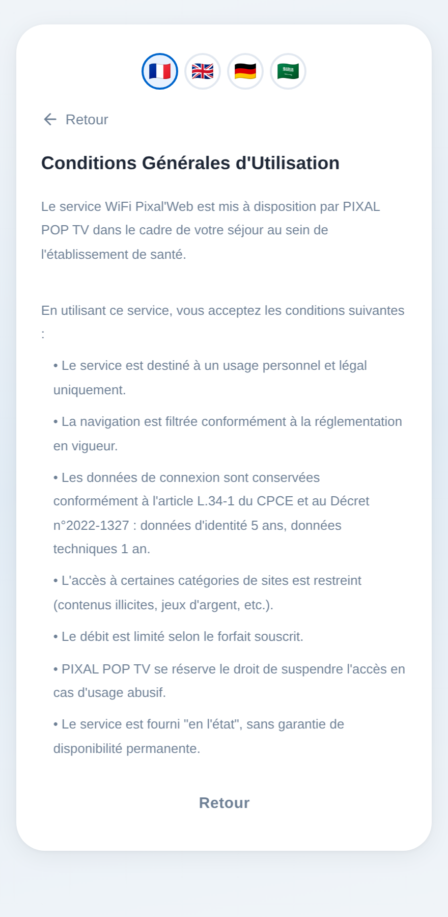 Conditions d'utilisation